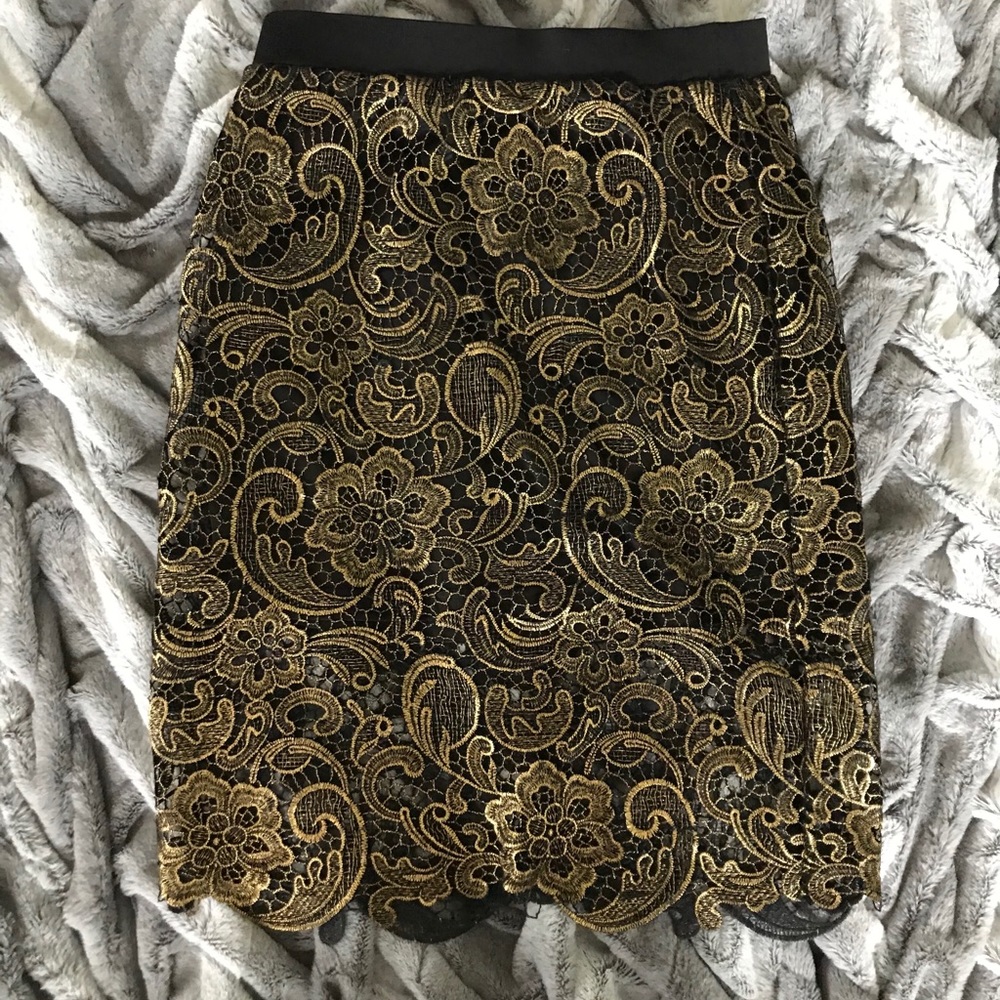 Black/Gold Lace Overlay Skirt